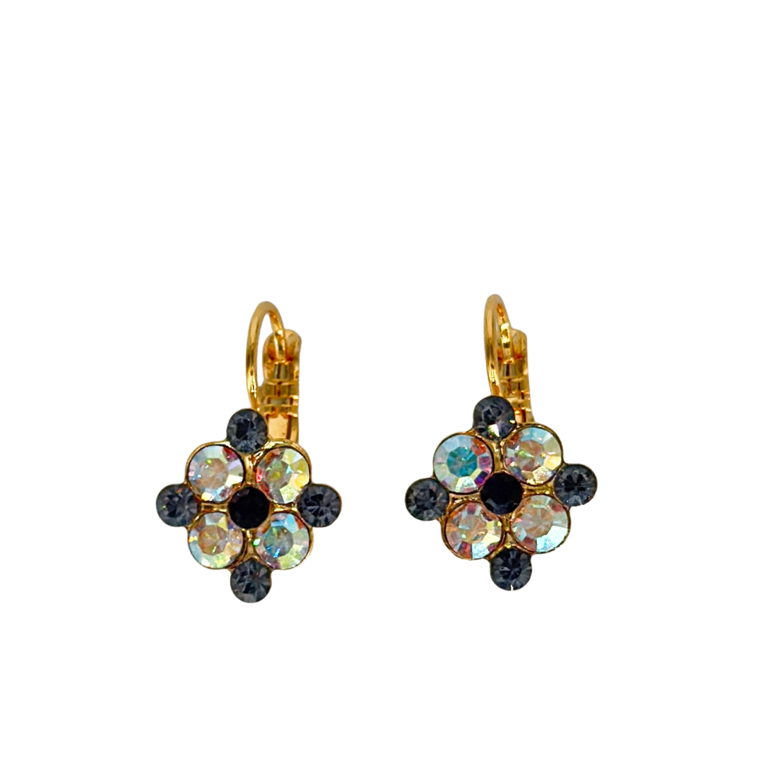 Mariana Diamond Shaped Cluster Earrings in Tuxedo on Gold
