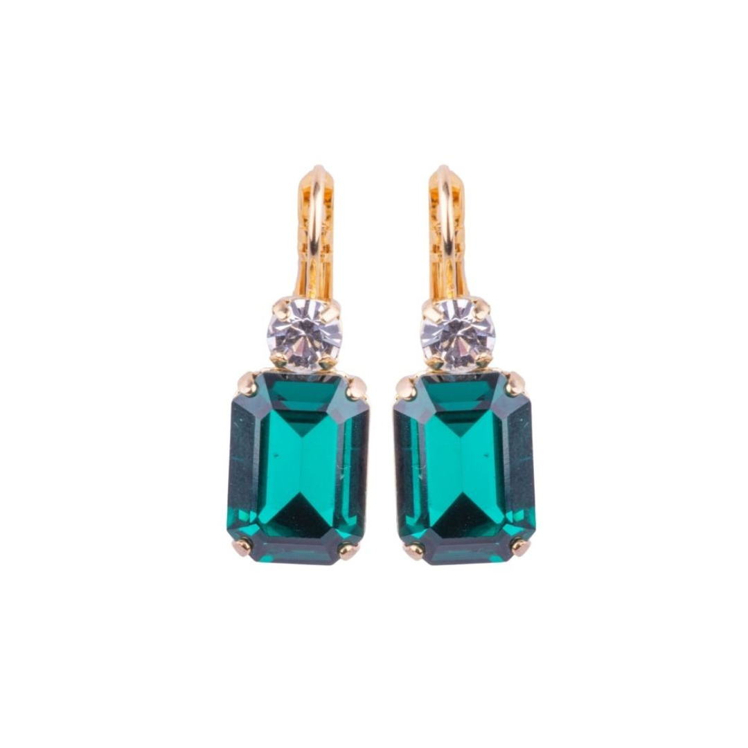 Mariana Earring Emerald Cut Clear/Green on Gold