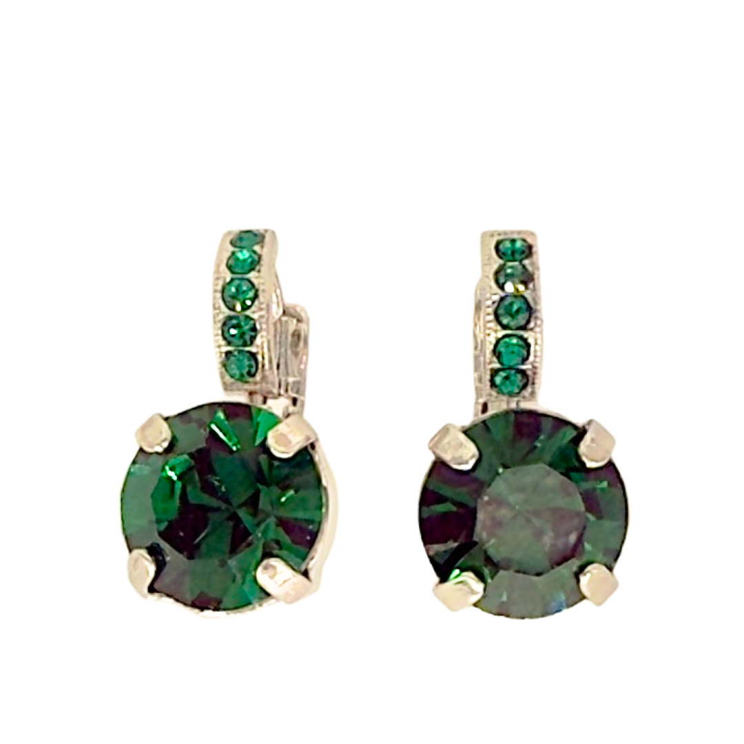 Mariana Single Stone Earrings With Fancy Bale Emerald Green on Rhodium