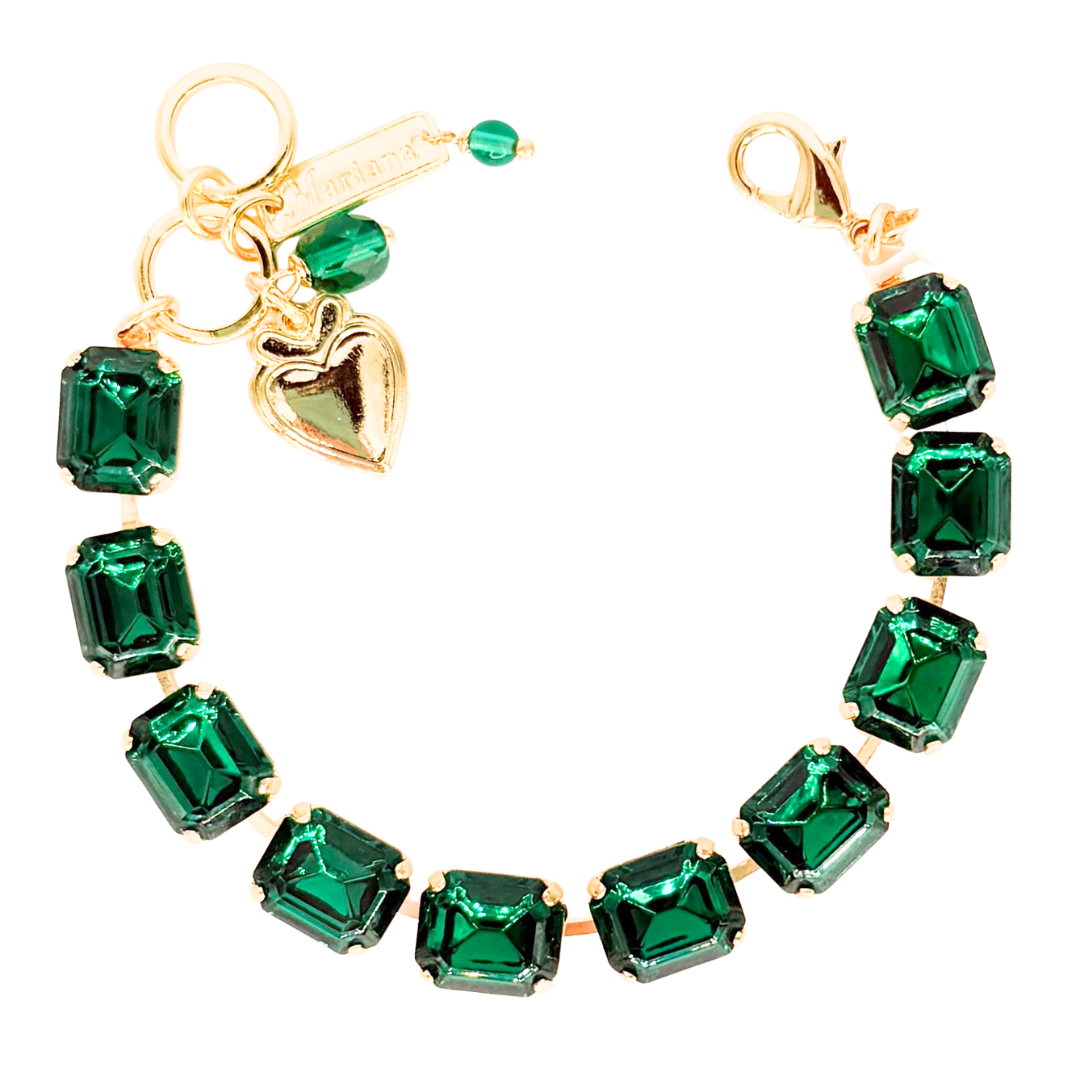 Mariana Emerald Cut Bracelet Emerald Green on Gold