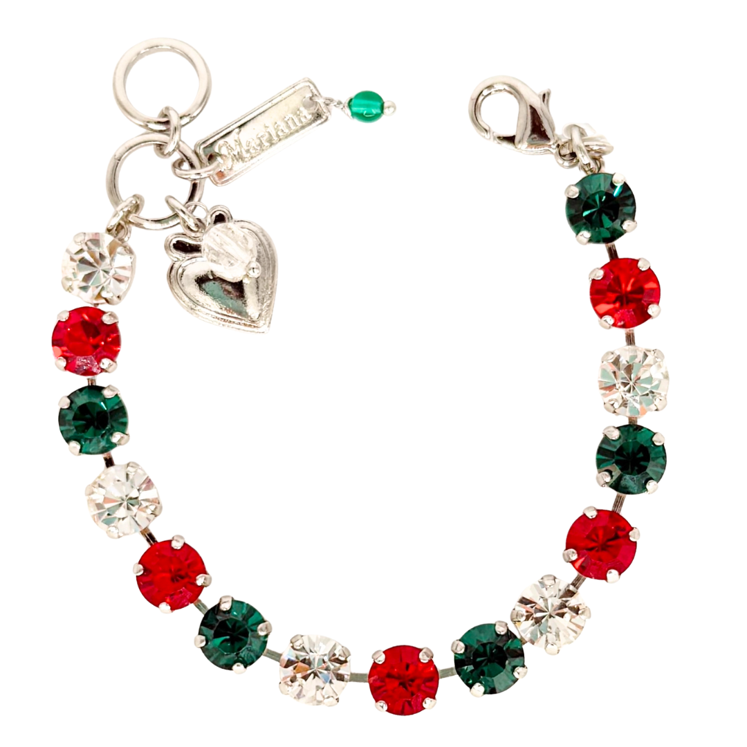 Mariana Plain Bracelet Christmas Colors on Rhodium
