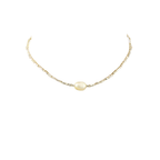 Single Freshwater Pearl Choker  Necklace  With Square Beads