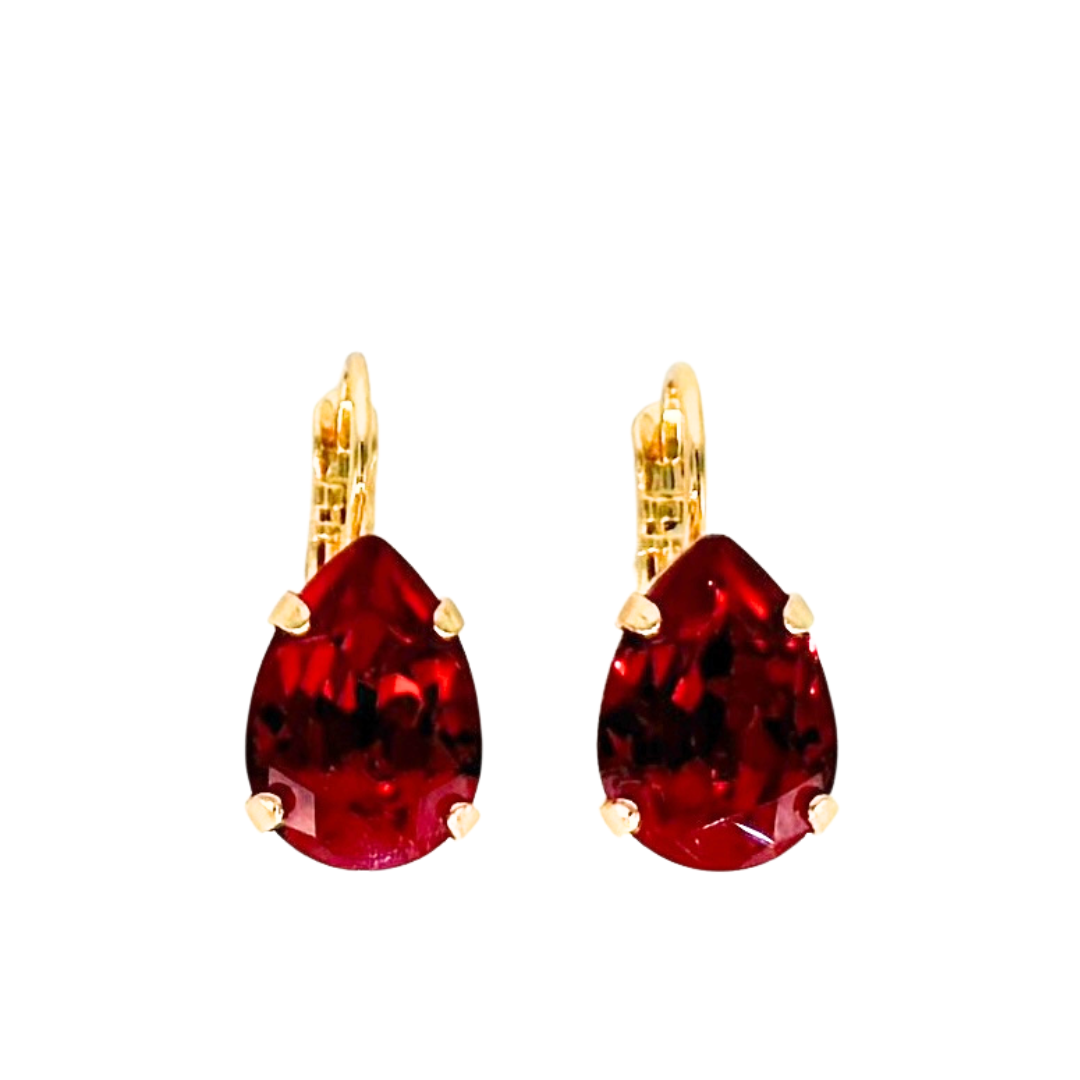 Mariana Earrings Teardrop Red on Gold