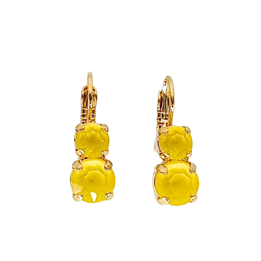 Mariana  Double Drop Earrings in Yellow on Gold