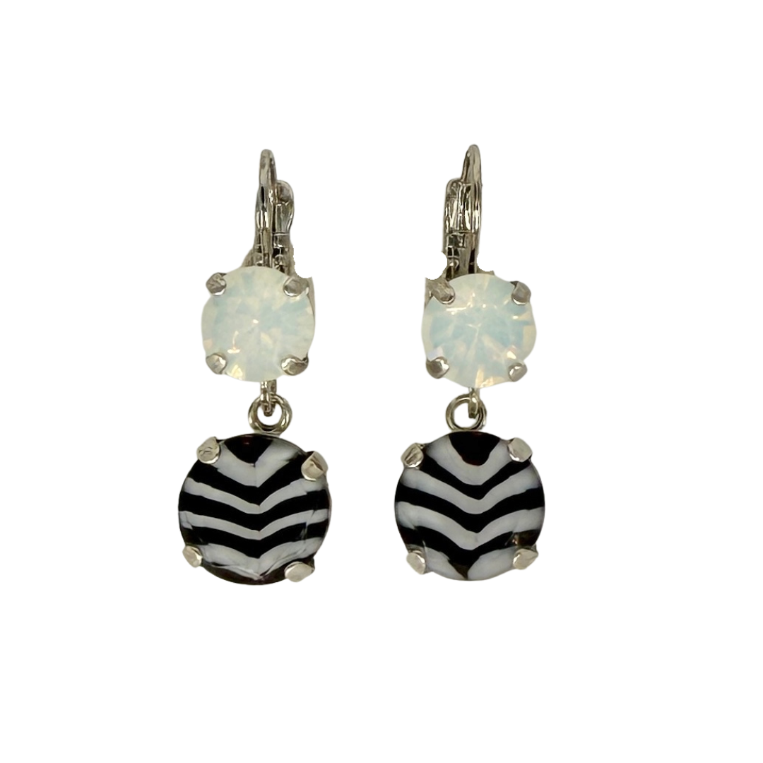Mariana Earrings Double Drop Zebra on Rhodium