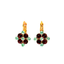 Mariana Diamond Shaped Cluster Earrings Clear/Red on Gold