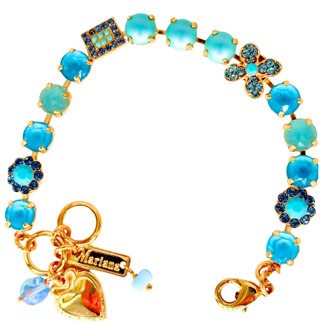 Mariana Medium Pave Bracelet  Crystal Blue on Gold Main image
