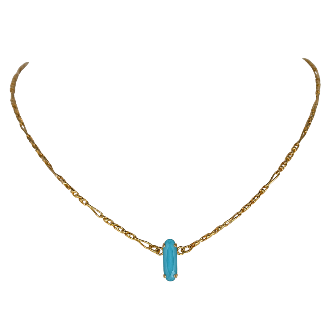 Mariana Simple Oval Necklace Sunkissed Blue on Gold