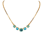Mariana Five Stone Halo Necklace on Gold Chain
