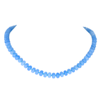Blue Lace Agate Bauble Bead Necklace With Front/Back Closure