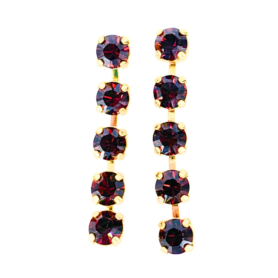 Mariana POST Earring 5 Stone Drop Bonfire on Gold