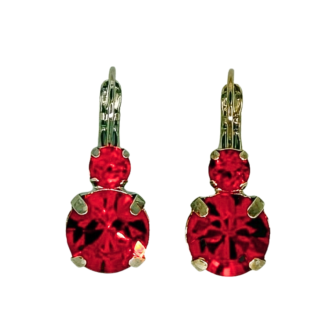 Mariana Double Drop Earrings in Bright Red on Rhodium