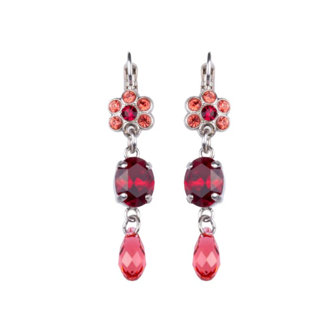 Mariana Flower With Oval and Dangle Firefly on rhodium