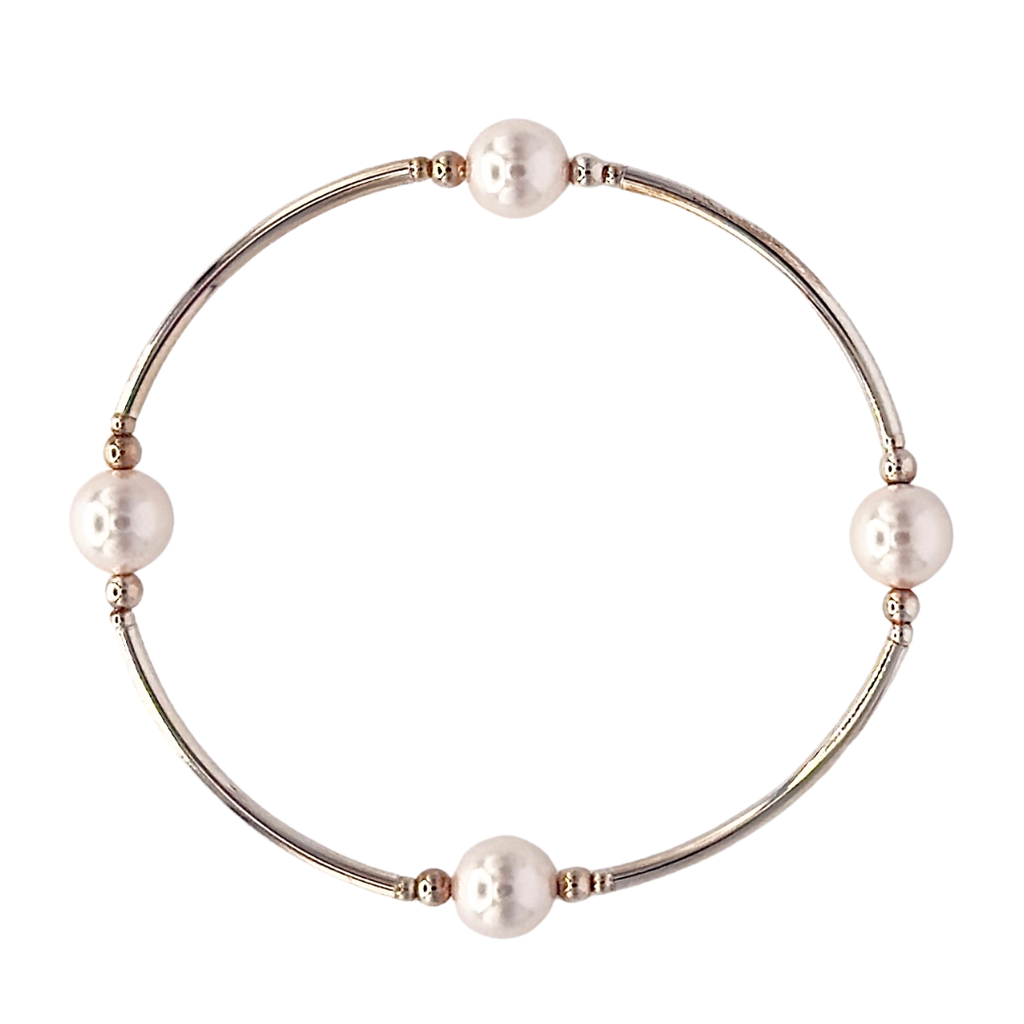 Blessing Bracelet in 8 MM White Pearl and Sterling Silver