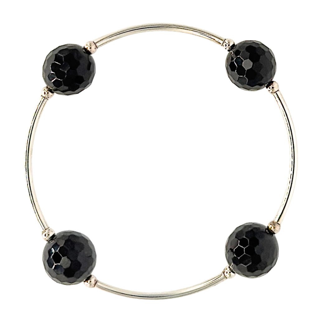 Blessing Bracelet in Faceted Onyx on Sterling Silver