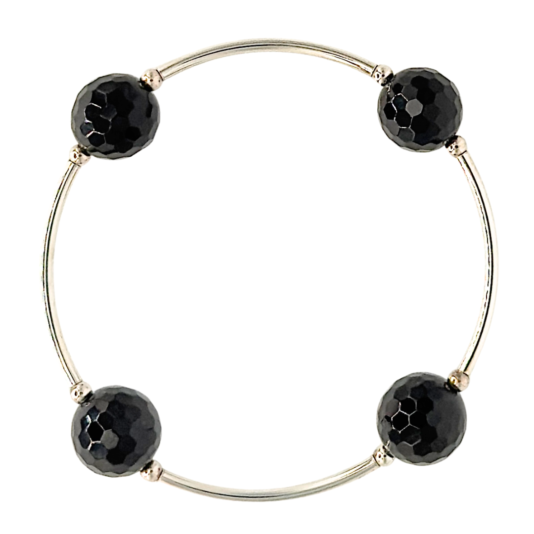 Blessing Bracelet in Faceted Onyx on Sterling Silver