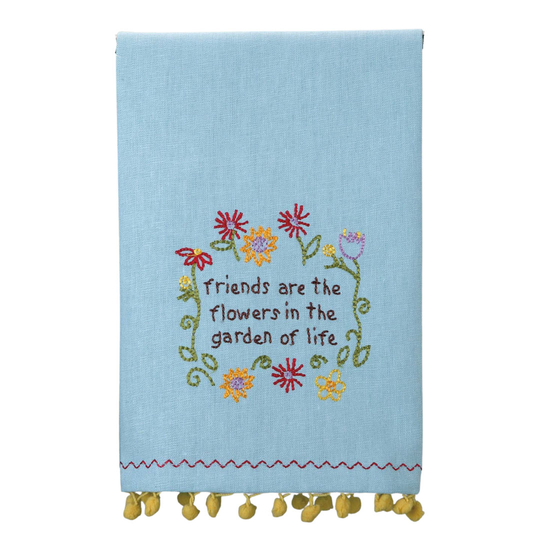 Friends Are The Flowers Of Life Towel With Yellow Pom Pom