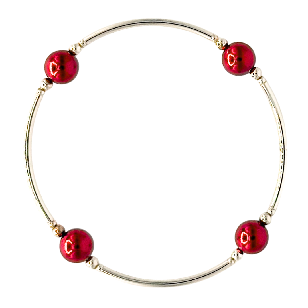 Blessing Bracelet in  8MM Bordeaux Pearls and Sterling Silver