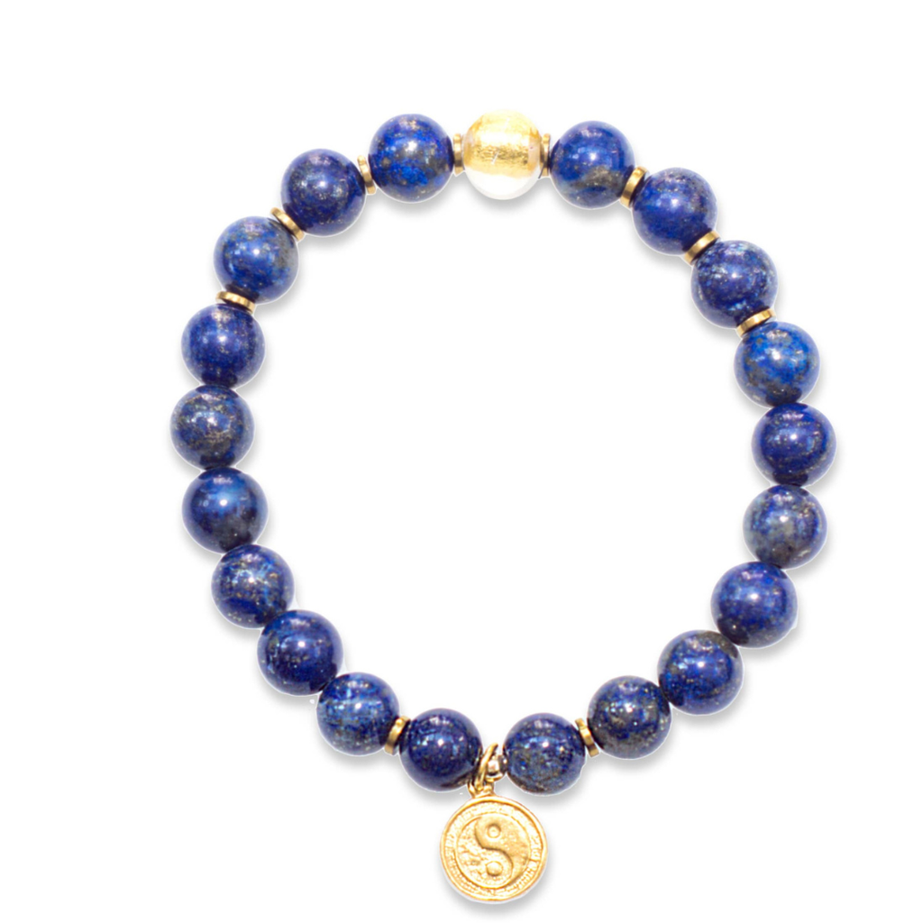 I Am Courageous -Lapis and Gold Wrist Mala