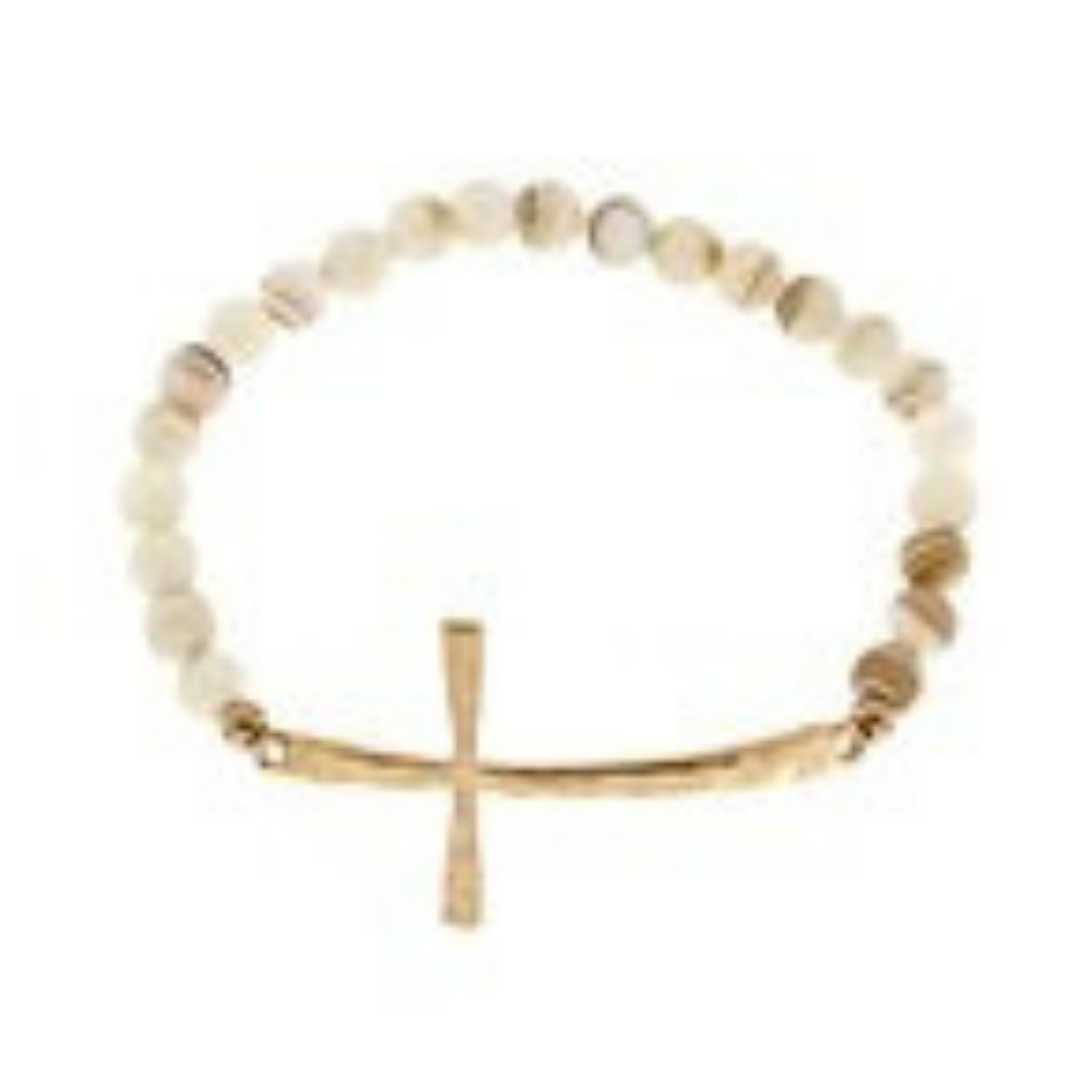 Natural Agate Cross Bracelet