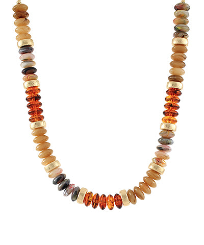 Acrylic Tortoise/Shell Necklace With Rustic Gold Rondels