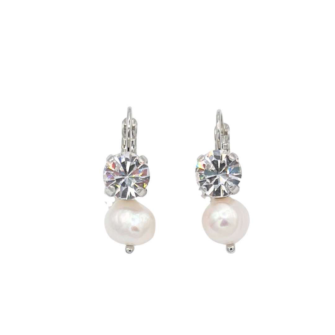 Mariana New Double Drop Earring Clear/Pearl on Rhodium Main image