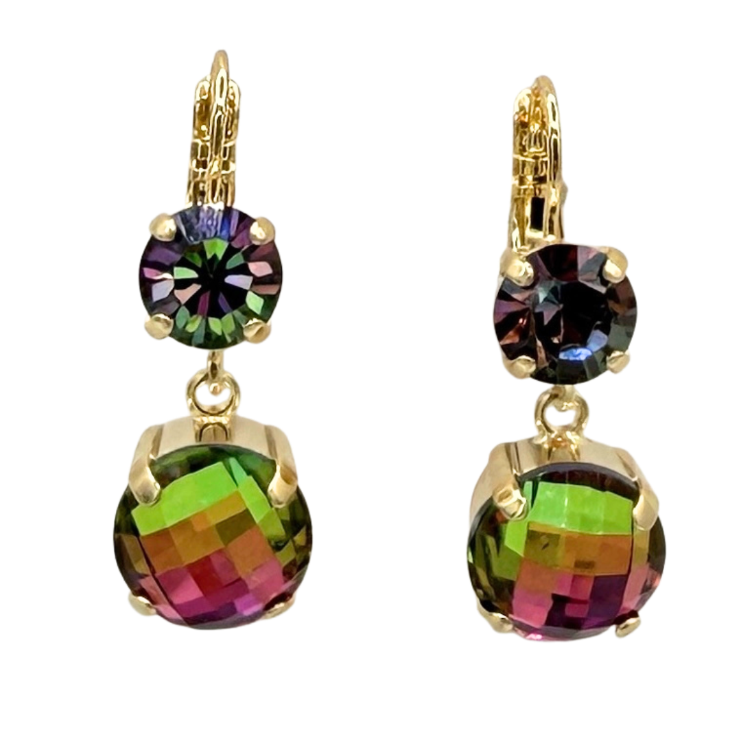 Mariana New Double Crystal Drop Earring Vitriol/Faceted Vitriol on Gold