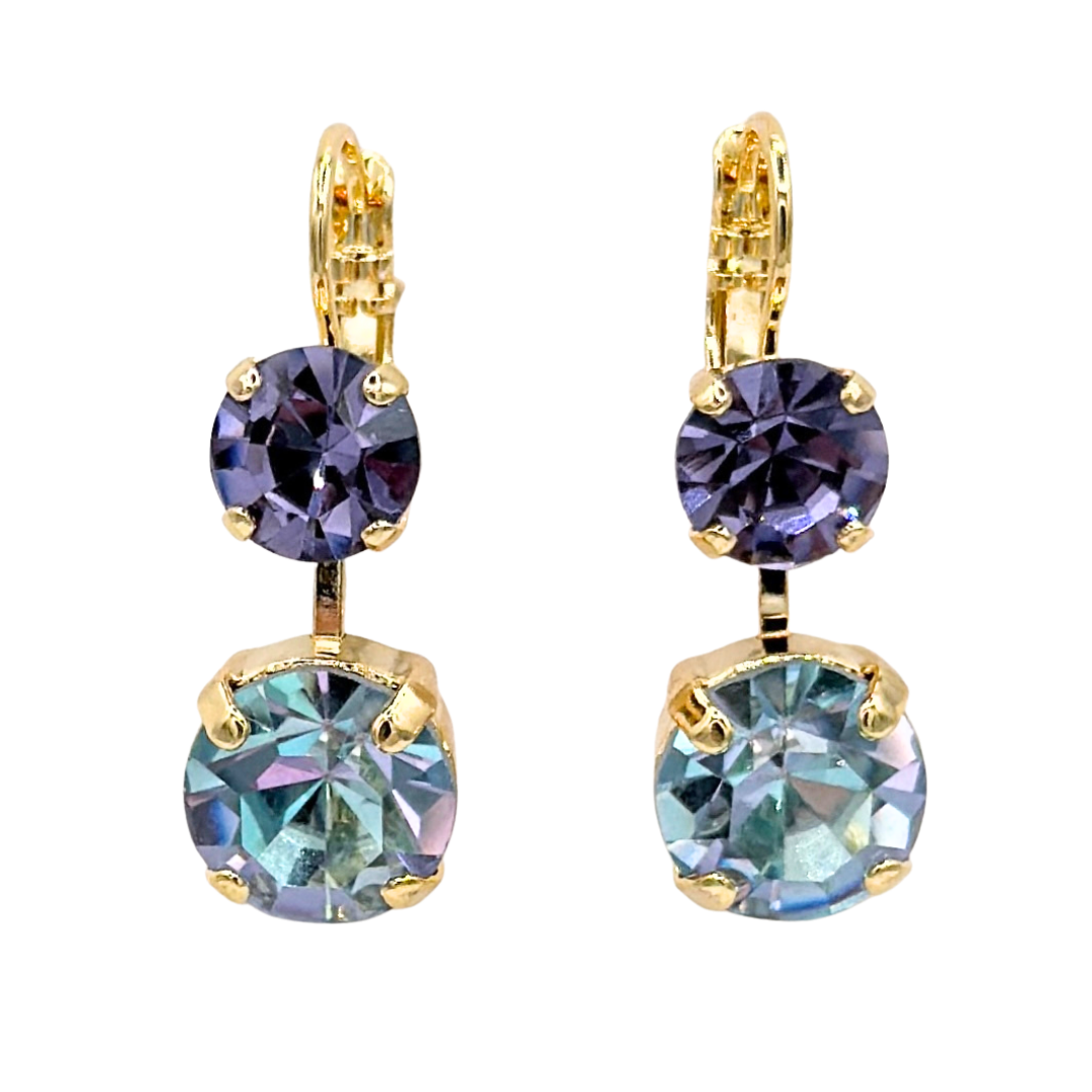 Mariana New Double Crystal Drop Earring Lavender Mist on Gold