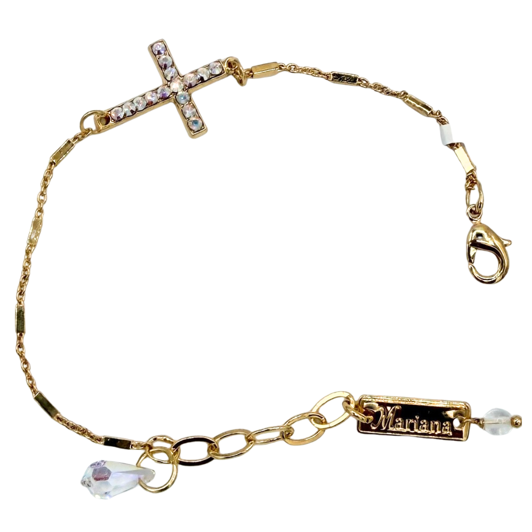 Mariana Petite Cross Bracelet Clear AB on Gold Main image