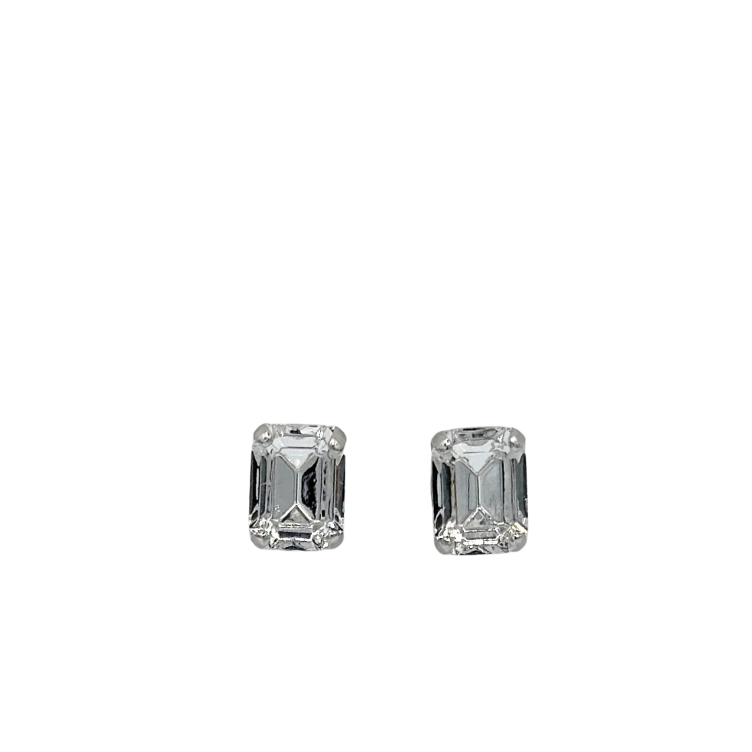 Mariana Petite Emerald Stud Clear on Rhodium Main image