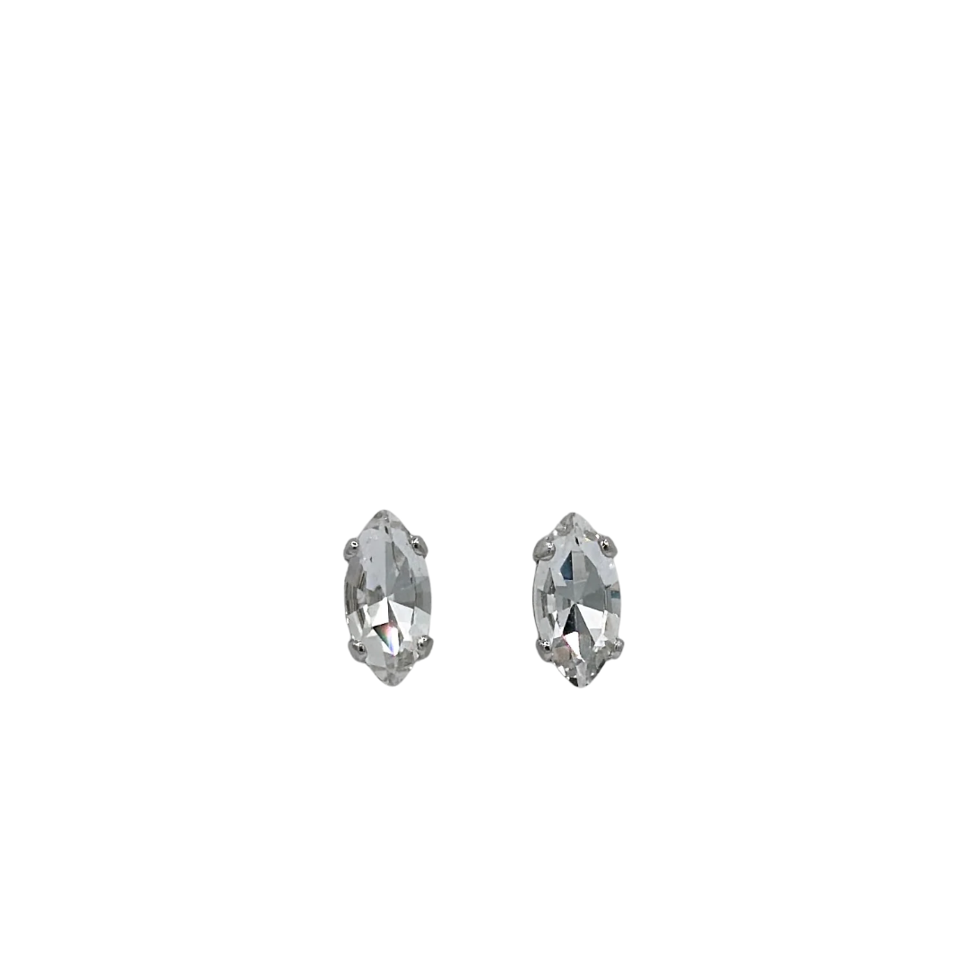 Mariana Petite Marquis Stud Clear on Rhodium