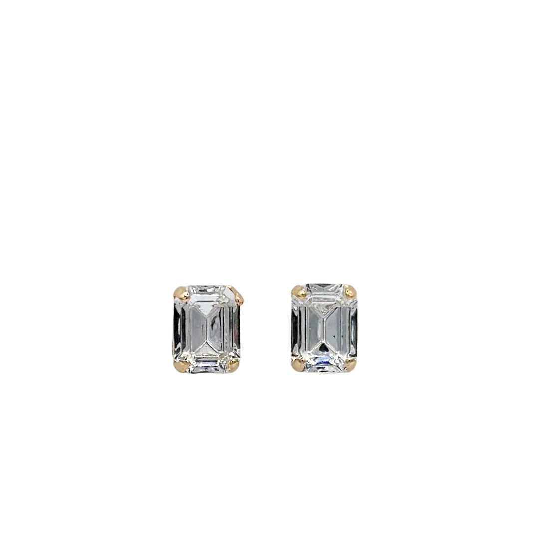 Mariana Petite Emerald Stud Clear on Gold