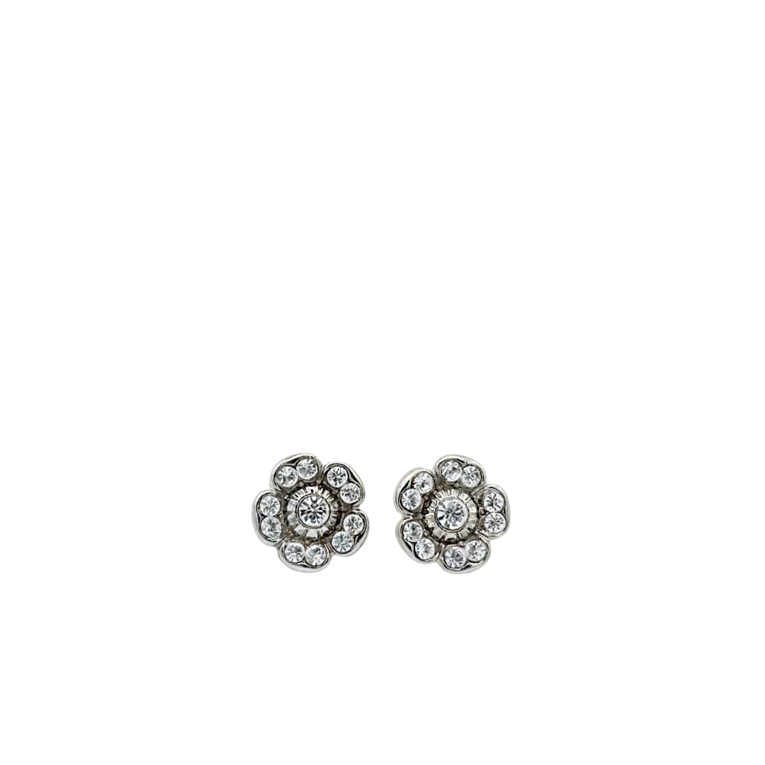 Mariana Petite Flower Stud Clear on Rhodium