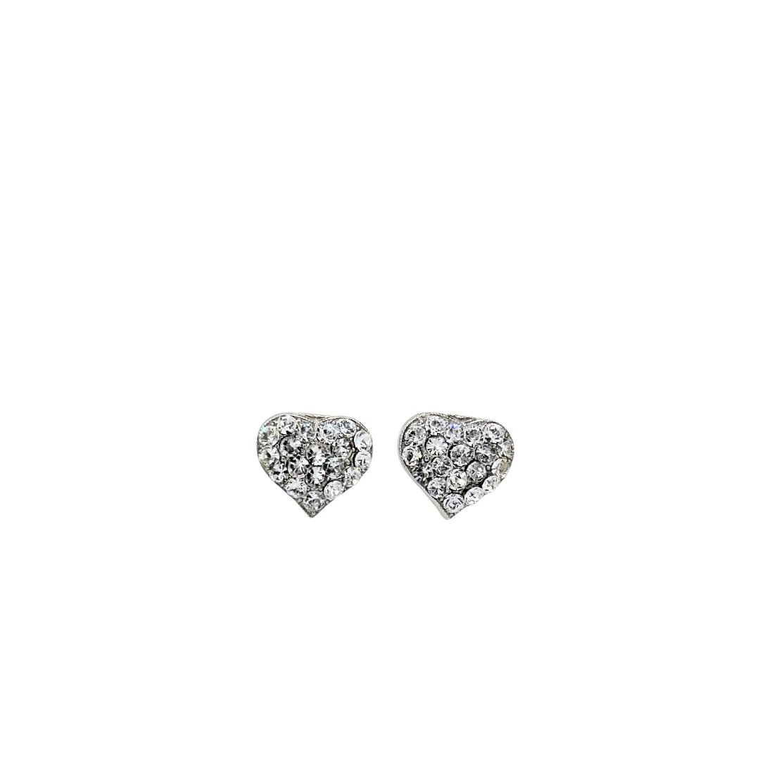 Mariana Petite Heart Stud Clear on Rhodium
