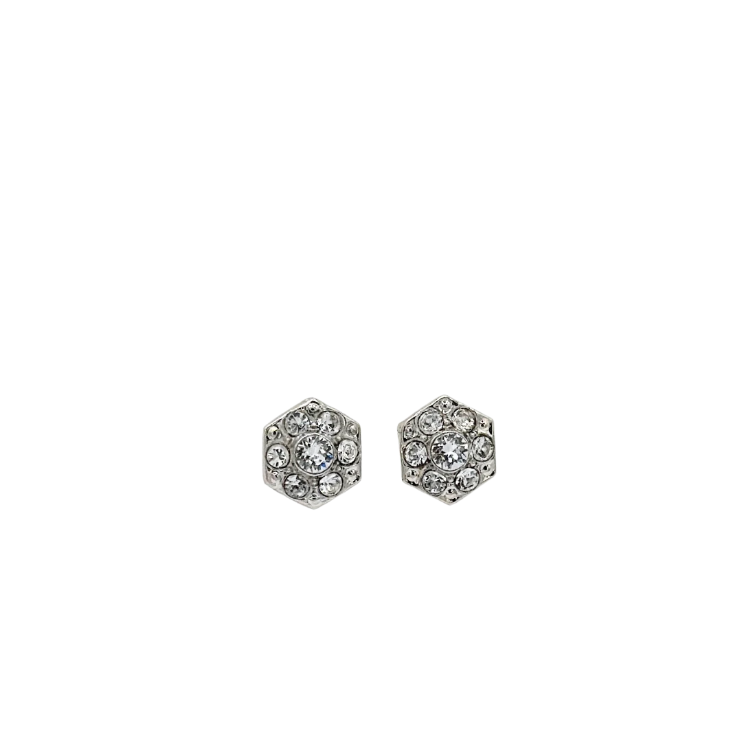 Mariana Petite Octagon Stud Clear on Rhodium Main image