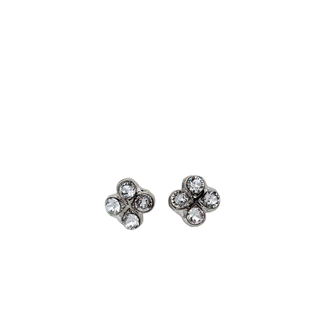 Mariana Petite Quatrefoil  Stud Clear on Rhodium Main image