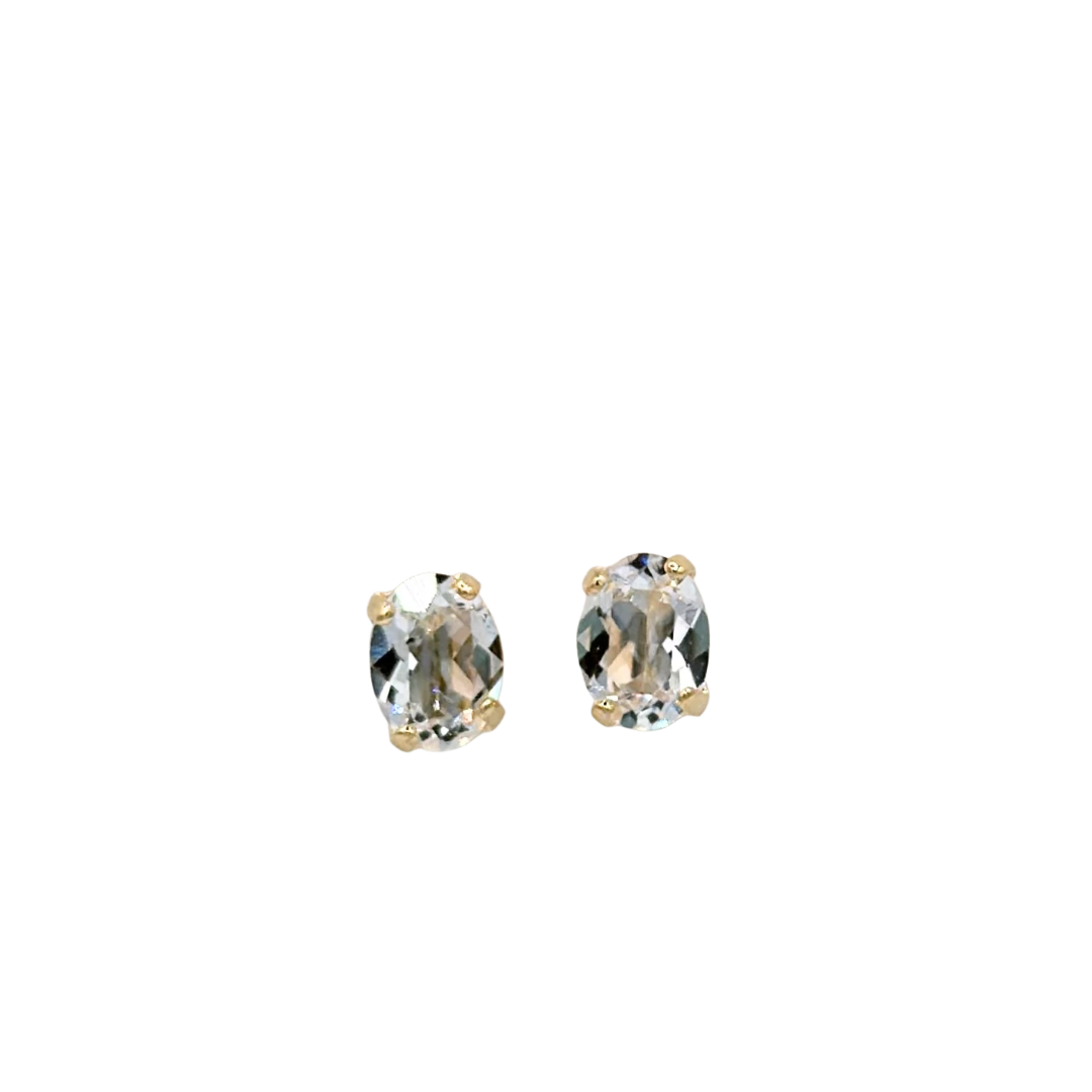 Mariana Petite Oval Stud Clear AB on Gold Main image