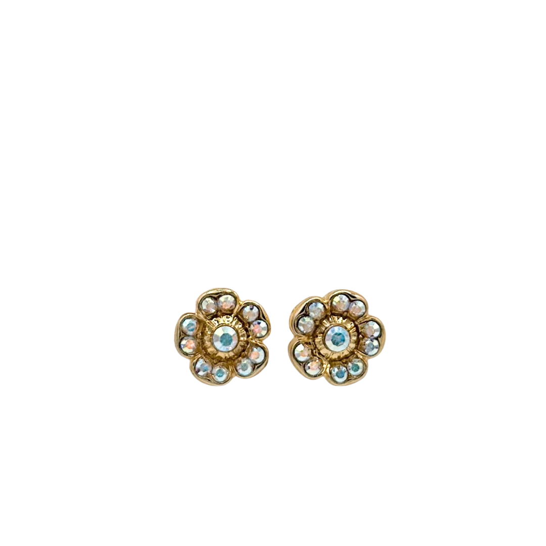 Mariana Petite Flower Stud Clear AB on Gold