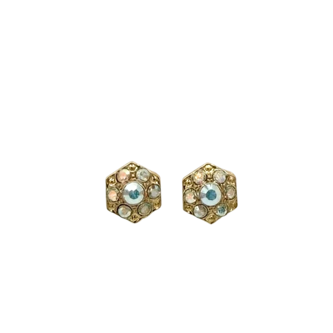 Mariana Petite Octagon Stud Clear AB on Gold