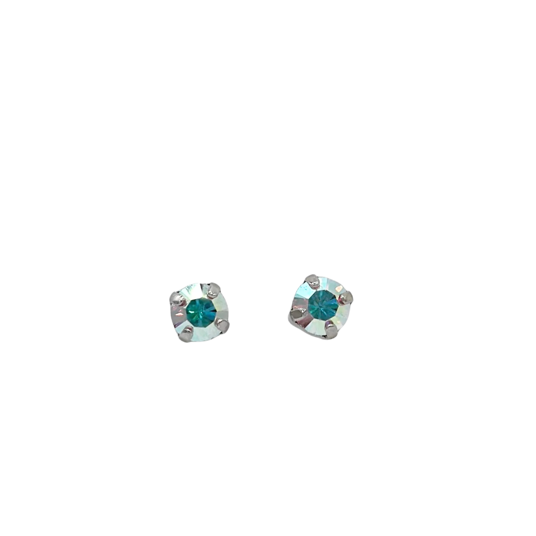 Mariana Petite Stud Clear AB on Rhodium