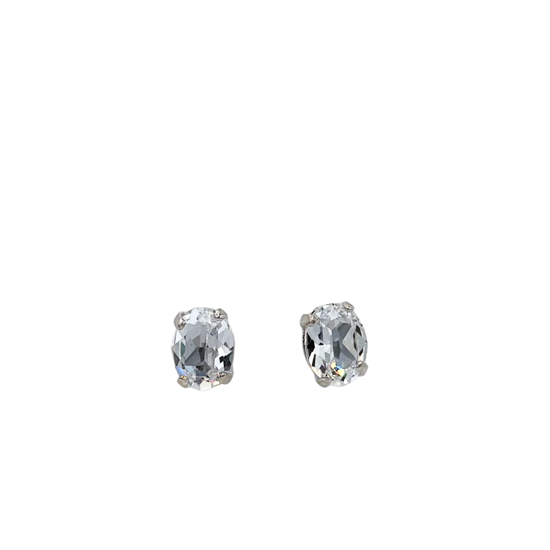 Mariana Petite Oval Stud Clear AB on Rhodium Main image