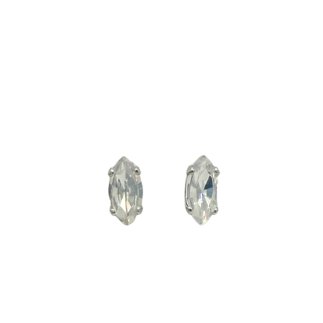 Mariana Petite Marquis Stud Milky White on Rhodium
