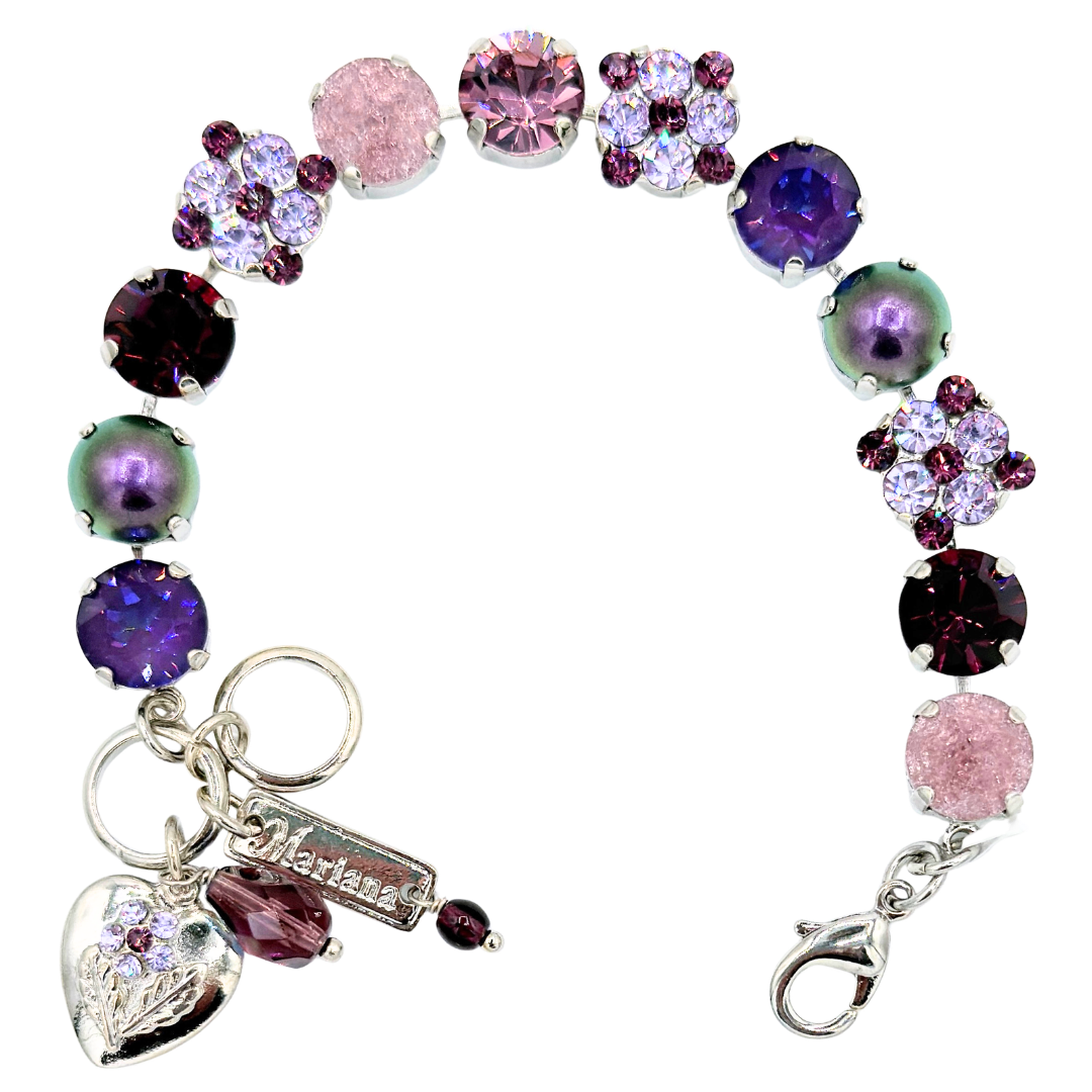 Mariana Quatrefoil Cluster Bracelet Wildberry on  Rhodium