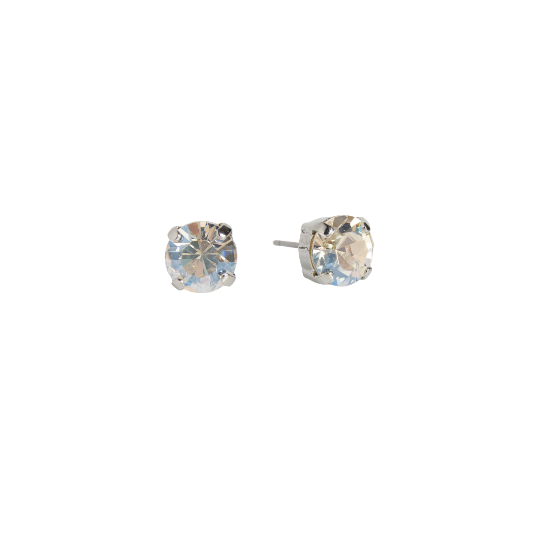 Mariana Single Milky White on Rhodium Stud
