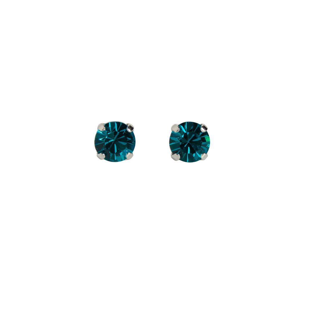 Mariana Single Blue Zircon on Rhodium Stud 