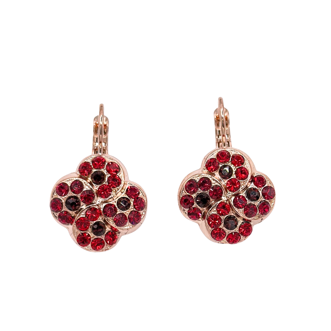 Mariana Quatrefoil Earring Lady in Red on Rose Gold