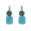 Mariana Large Round Emerald Dangle Crystal Blue on Rhodium