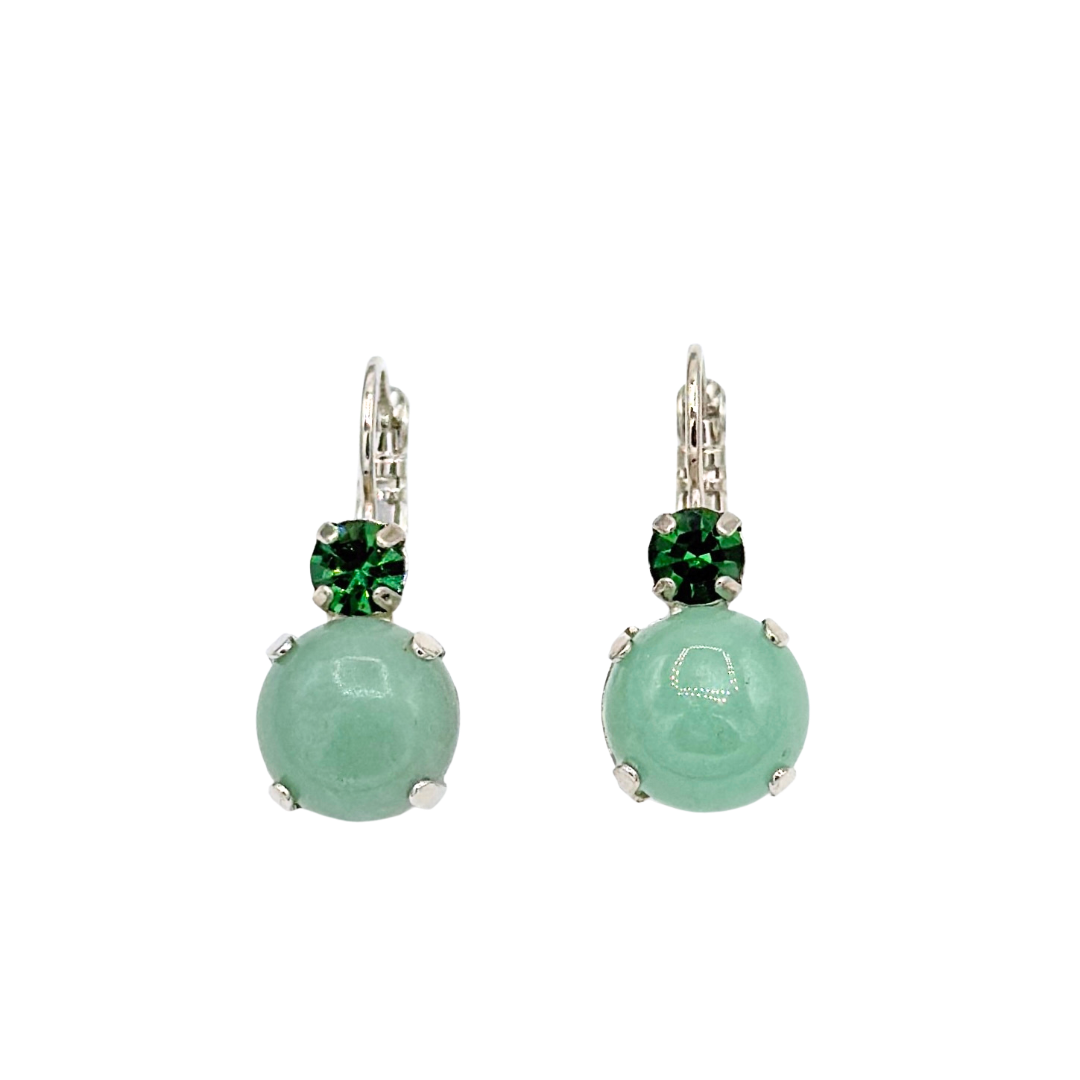 Mariana  Double Drop Earrings Mineral Ivy on Rhodium