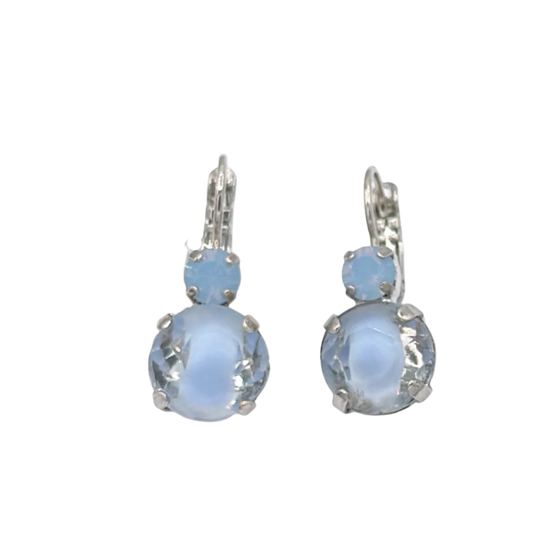 Mariana Double Drop Earrings Carolina Blue on Rhodium