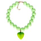 Peridot Green Acrylic Bauble Bead Statement Necklace With Heart